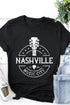 Black Nashville Music City Graphic Print Crew Neck T Shirt